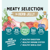 Naturo dog food meaty selection herb jelly 6x390g, imported from the UK