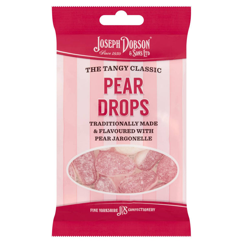 Dobson Pear Drops hard boiled sweets 200g, imported from the UK