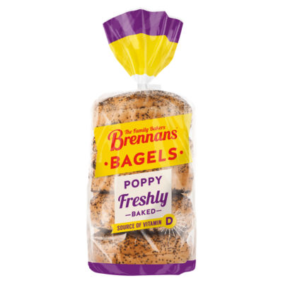Brennans Poppy Bagels 425g 5 bagels (British brand)