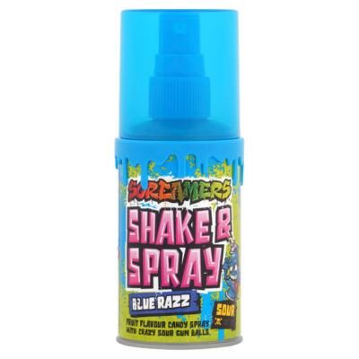 Zed Candy Screamers Shake N Spray sour blue razz candy spray 120g (British brand)