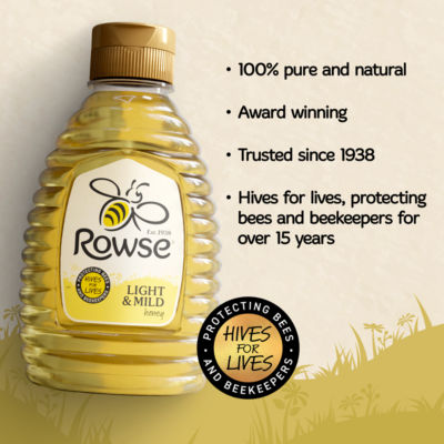 Rowse Light and Mild Honey 340g, imported from the UK
