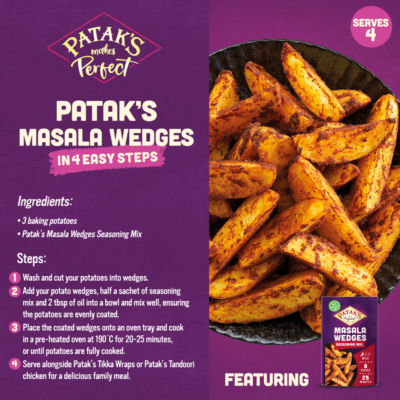 Patak's Masala Wedges seasoning mix 25g, imported from the UK