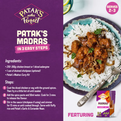 Patak's South Indian Style Madras curry kit 270g, imported from the UK