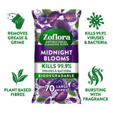 Zoflora Midnight Blooms antibacterial large wipes (British brand)