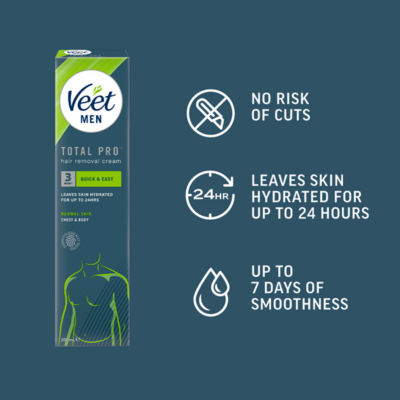 Veet men hair removal cream chest and body normal skin 200ml (British brand)