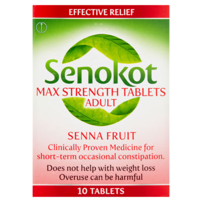 Senokot Max Strength Senna Fruit Constipation Relief Tablets 10 Tablets (British brand)