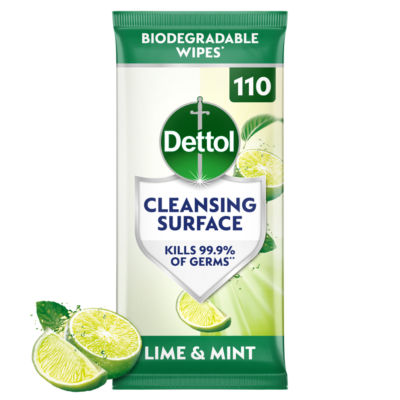 ASDA Dettol Lime & Mint Antibacterial Surface Wipes 110- Buy online at McGrocer