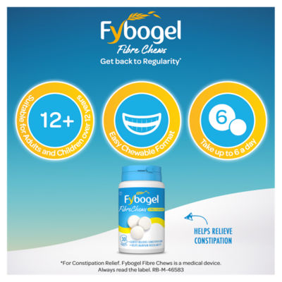 Fybogel fibre chewable tablets citrus flavour 30 tablets - British product