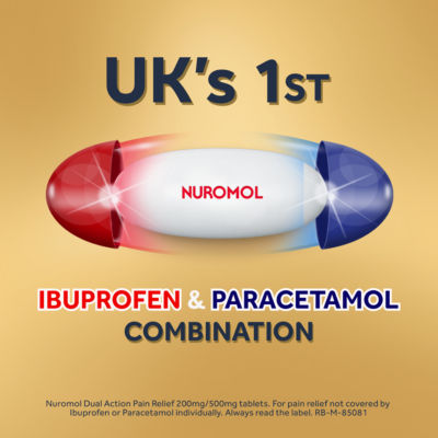Nuromol dual action pain relief tablets 16 tablets, imported from the UK