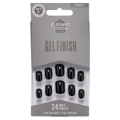 Elegant Touch London Squoval Gel Finish false nails 24 pack, imported from the UK