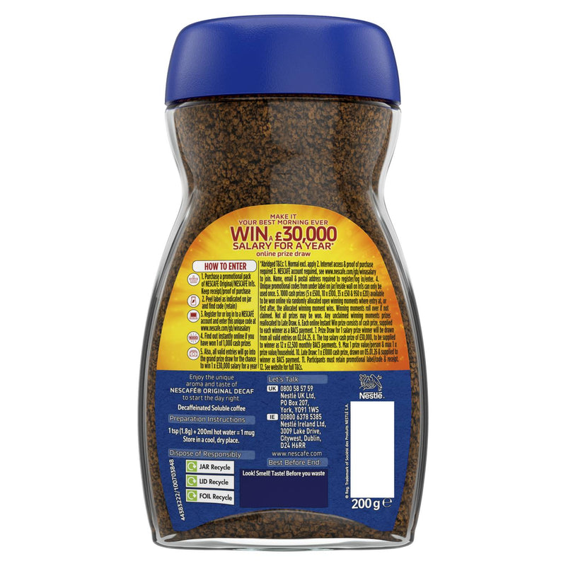 Nescafe Original Decaf instant coffee 190g - British product