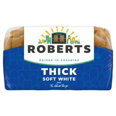 Roberts Bakery Thick Soft White Sliced Bread 800g, imported from the UK
