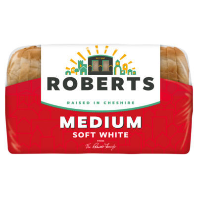 Roberts Bakery Medium Soft White Sliced Bread 800g, imported from the UK