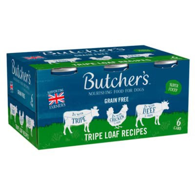 Butcher's tripe wet dog food 6x400g, imported from the UK