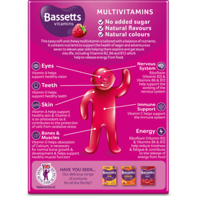 Bassetts multivitamin gummies raspberry flavour 30 gummies - British product