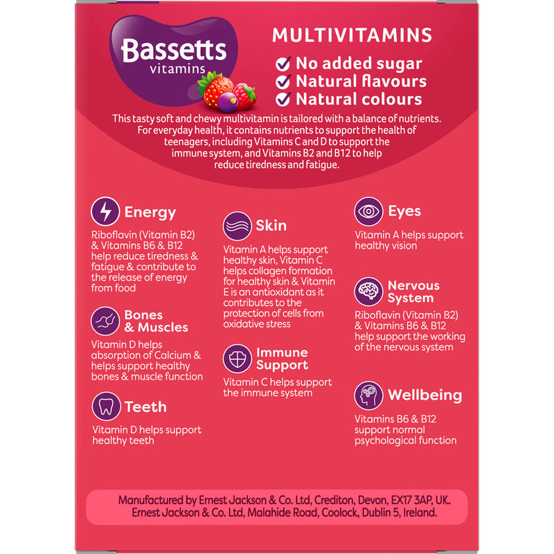 Bassetts multivitamin gummies summer berries flavour 30 gummies (British brand)