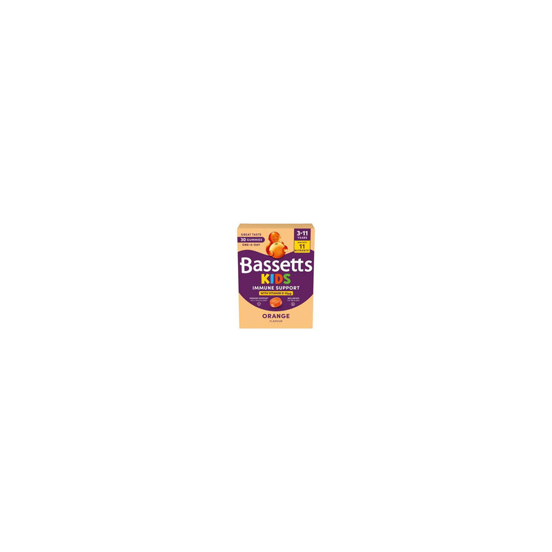 Bassetts immune support gummies 30 orange flavour, imported from the UK