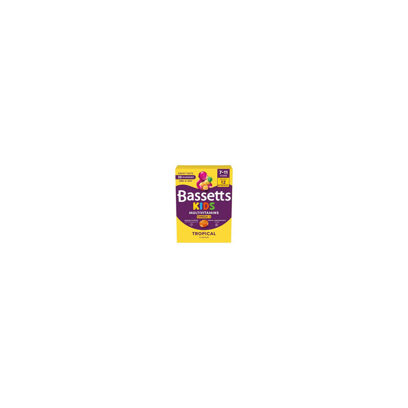 Bassetts kids multivitamin gummies tropical flavour 30 count, imported from the UK