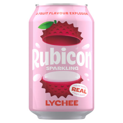 Rubicon sparkling lychee juice soft drink 330ml, imported from the UK