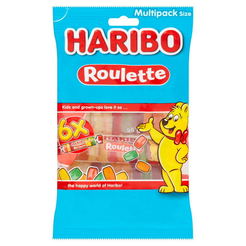 Haribo Mega-Roulette jelly fruit sweets multipack 6x25g, UK version
