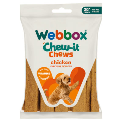 Webbox chicken chomping chews dog treats 200g, imported from the UK