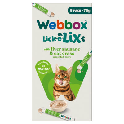 Webbox Lick-e-Lix cat treat liver sausage cat grass 75g, UK version