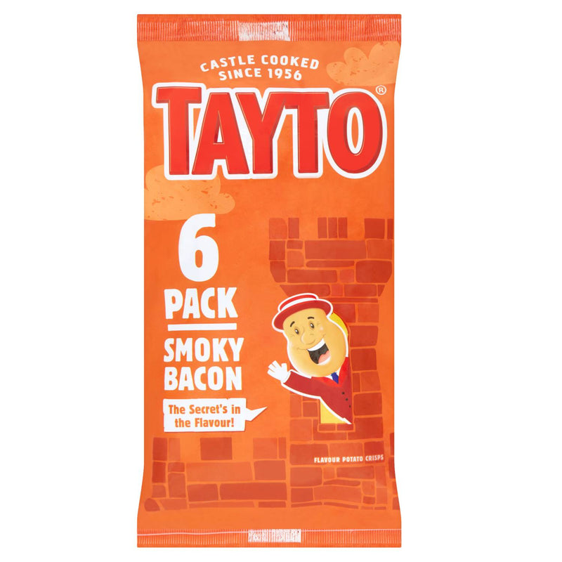 Tayto potato crisps smoky bacon flavour 6x25g (British brand)