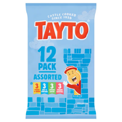 Tayto assorted crisps multipack 12x25g, imported from the UK