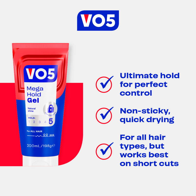 VO5 Mega Hold strong styling gel 200ml (British brand)