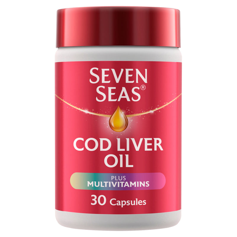 Seven Seas Omega-3 Fish Oil and Cod Liver Oil One-a-Day 30 capsules (British brand)