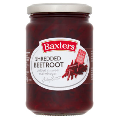 Baxters shredded beetroot pickled in sweet malt vinegar 340g - British product