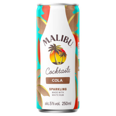 Malibu coconut cola sparkling rum drink 250ml, imported from the UK