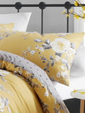 Catherine Lansfield ochre yellow Canterbury floral duvet cover - British product