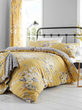 Catherine Lansfield ochre yellow Canterbury floral duvet cover - British product