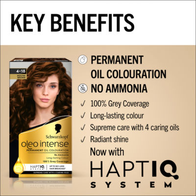 Schwarzkopf Oleo Intense Mocha Brown permanent hair dye kit (British brand)
