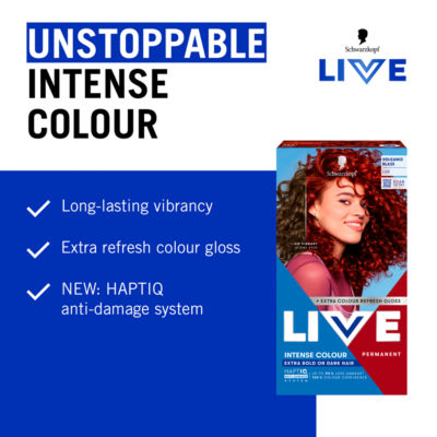 Schwarzkopf LIVE L68 Volcanic Blaze permanent hair dye, imported from the UK