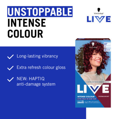 Schwarzkopf LIVE L75 Deep Red permanent hair dye - British product