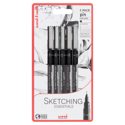 uni-ball PIN sketching pens 5-pack black (British brand)