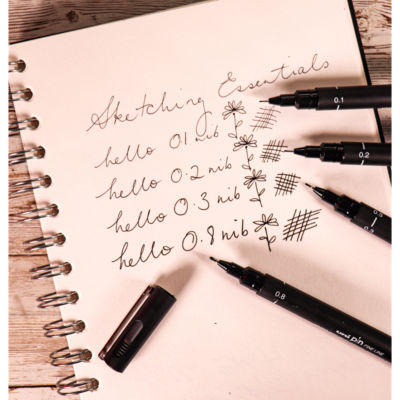 uni-ball PIN sketching pens 5-pack black (British brand)