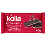 Kallo Belgian dark chocolate rice cake thins 90g, UK version