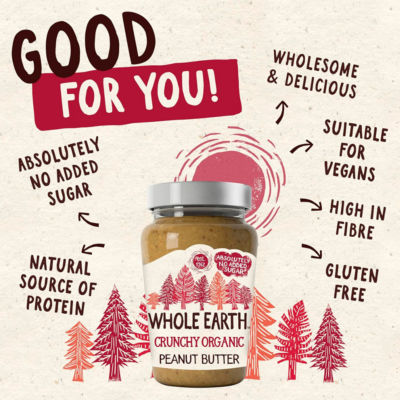 Whole Earth crunchy organic peanut butter 340g (British brand)