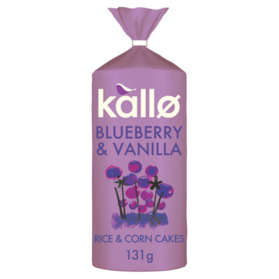 Kallo blueberry vanilla rice corn cakes 131g, UK version