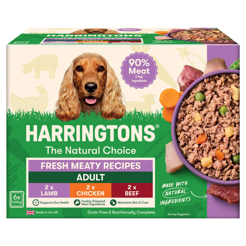 Harringtons adult wet dog food fresh meaty recipes 6x400g, UK version