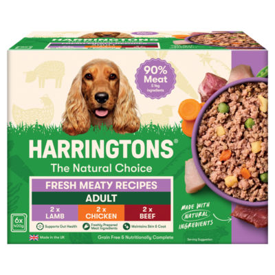 ASDA Harringtons Adult Complete Wet Dog Food Fresh Meaty Recipes with Potato Veg 6x400g- Buy online at McGrocer