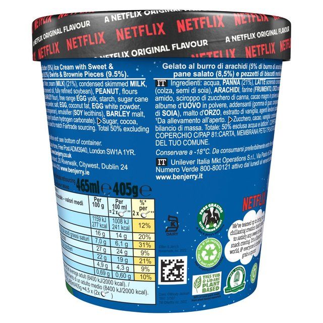 Ben & Jerry's Netflix & Chilll'd Peanut Butter Ice Cream Tub 465ml