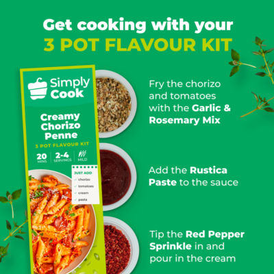 Simply Cook creamy chorizo penne recipe kit 39g (British brand)