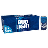 Bud Light lager beer 10x440ml cans (British brand)