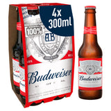 Budweiser lager beer bottles 4x300ml - British product