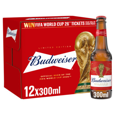 Budweiser lager beer bottle pack 12x300ml - British product