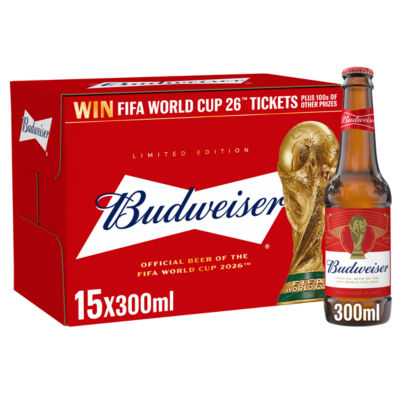 Budweiser Lager Beer Bottles 15x300ml - British product